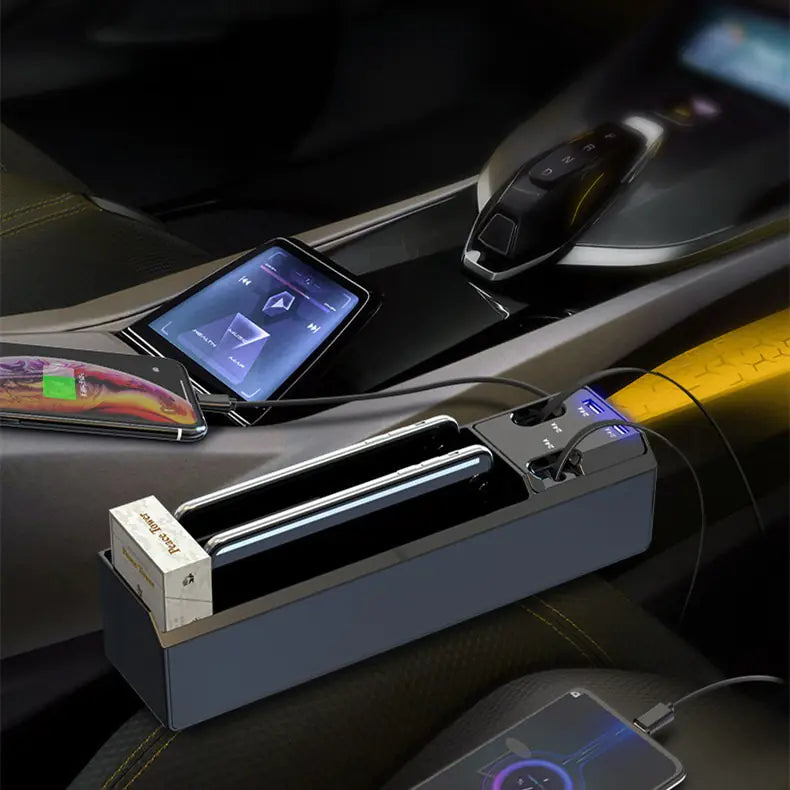 Caja de Almacenamiento  Coche con Cargador Retráctil