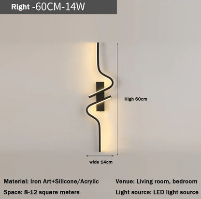 Lámpara de pared minimalista moderna color negro