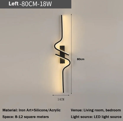 Lámpara de pared minimalista moderna color negro