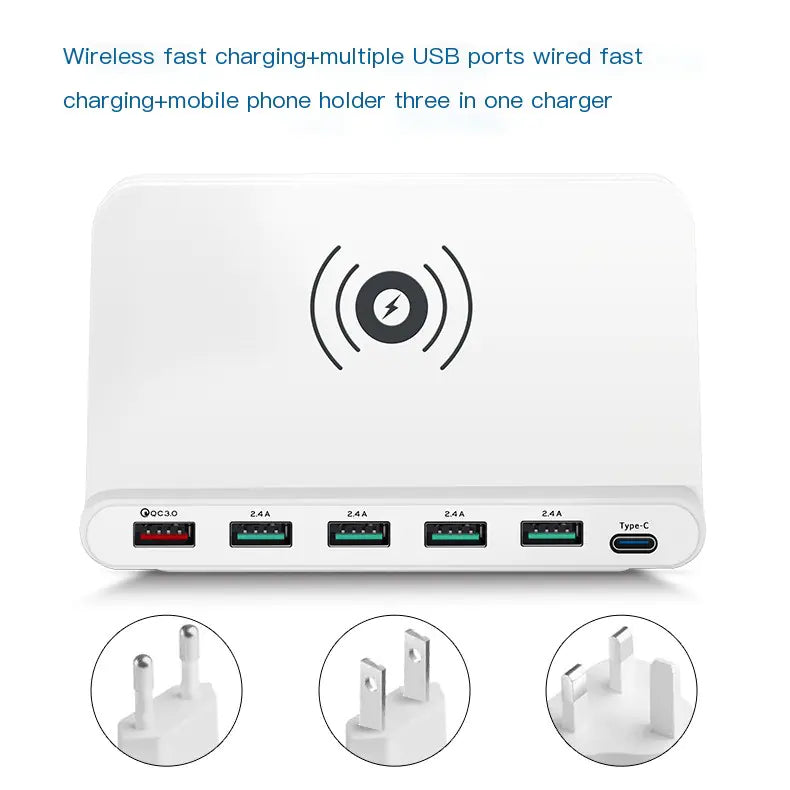Cargador Inalámbrico Multi-Puerto con 6 Puertas USB-C