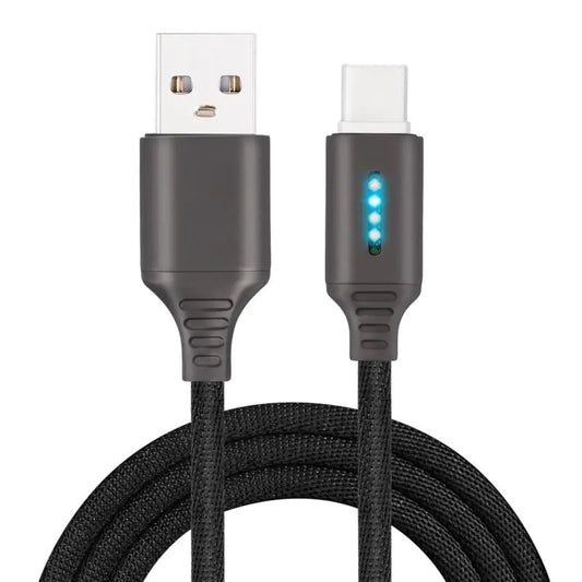 Cable de datos con  LED de aleación de zinc para carga rápida de Apple y Android