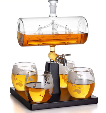 Licorera de Vino o whisky de Cristal Navegable
