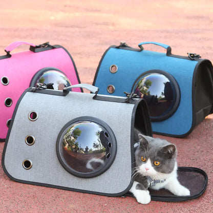 Mochila Plegable con burbuja para Gato, Diseño de Malla Transpirable