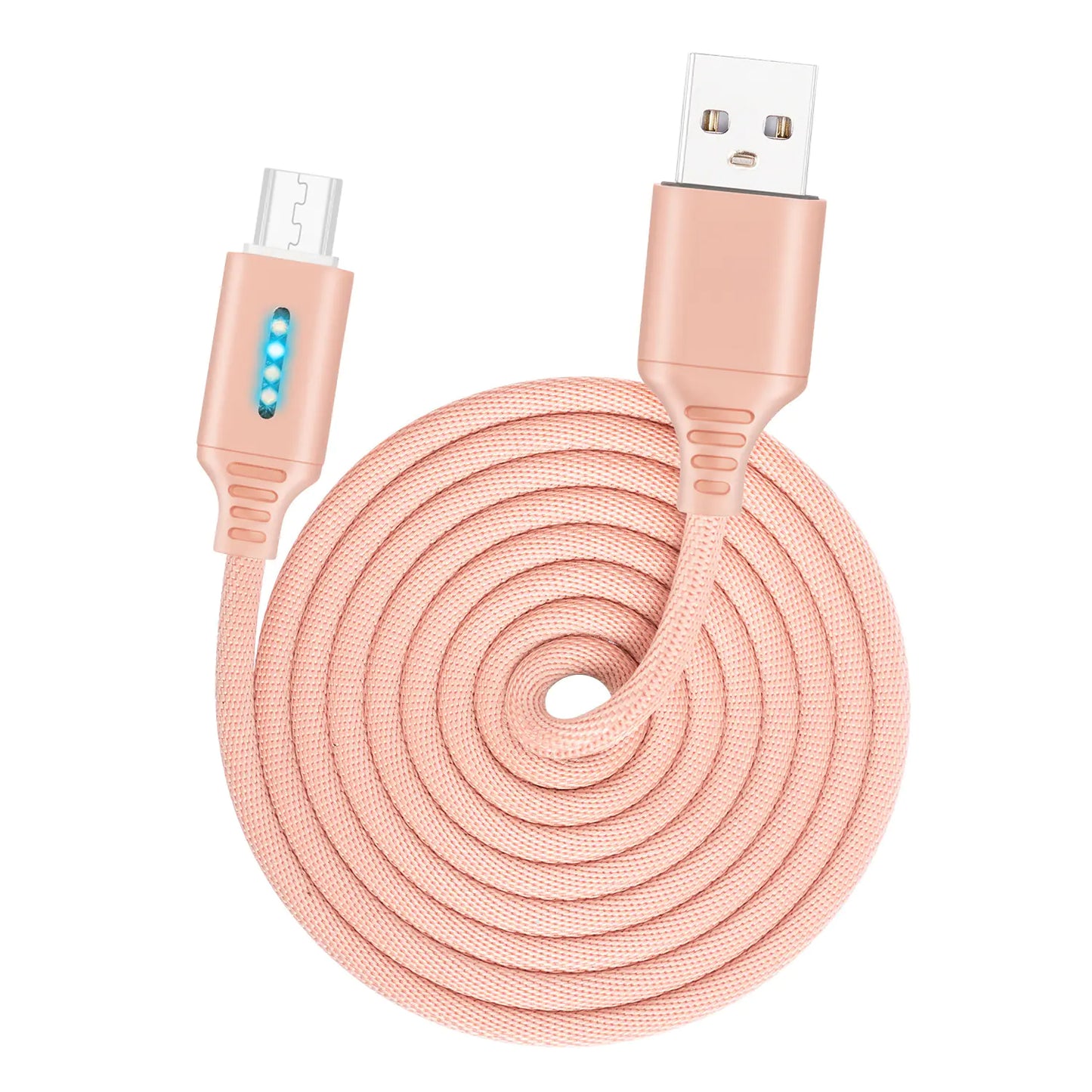 Cable de datos con  LED de aleación de zinc para carga rápida de Apple y Android