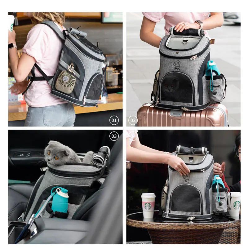 Mochila Transpirable para Gatos y Mascotas Pequeñas
