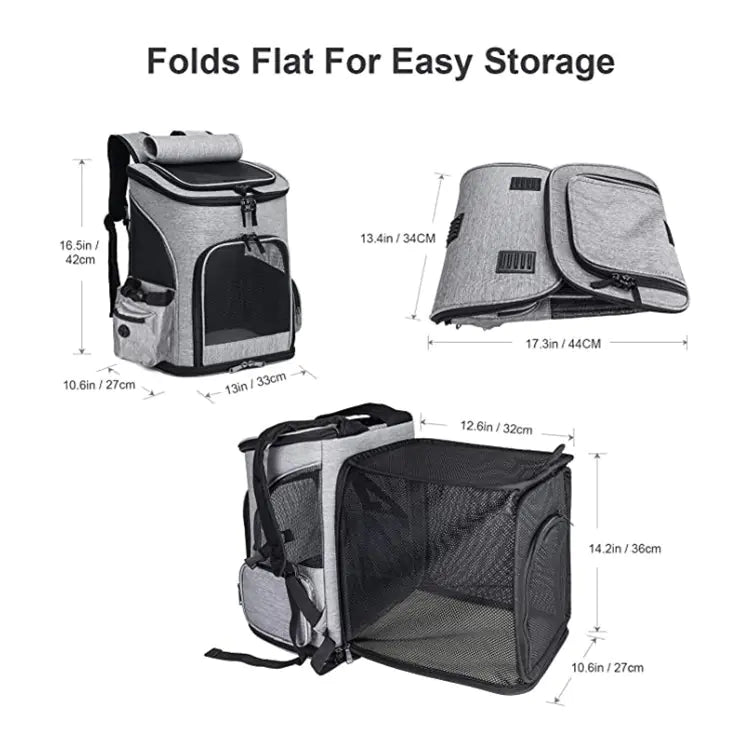 Mochila Portátil Expandible para Mascotas para Gatos y Perros