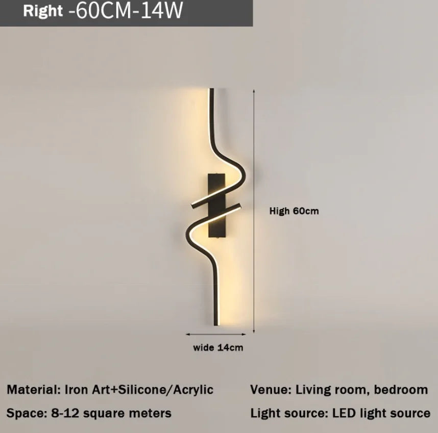 Lámpara de pared minimalista moderna color negro