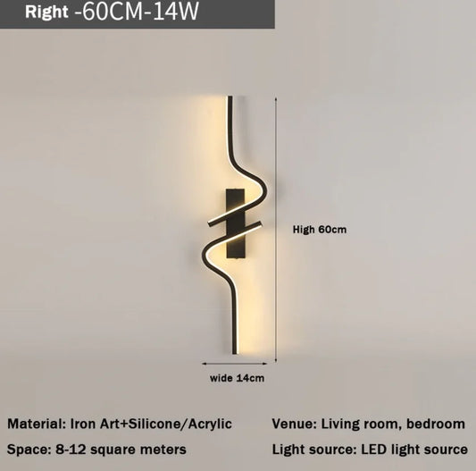 Lámpara de pared minimalista moderna color negro