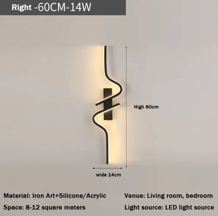 Lámpara de pared minimalista moderna color negro