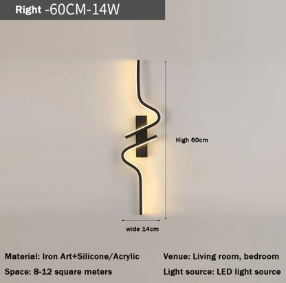 Lámpara de pared minimalista moderna color negro