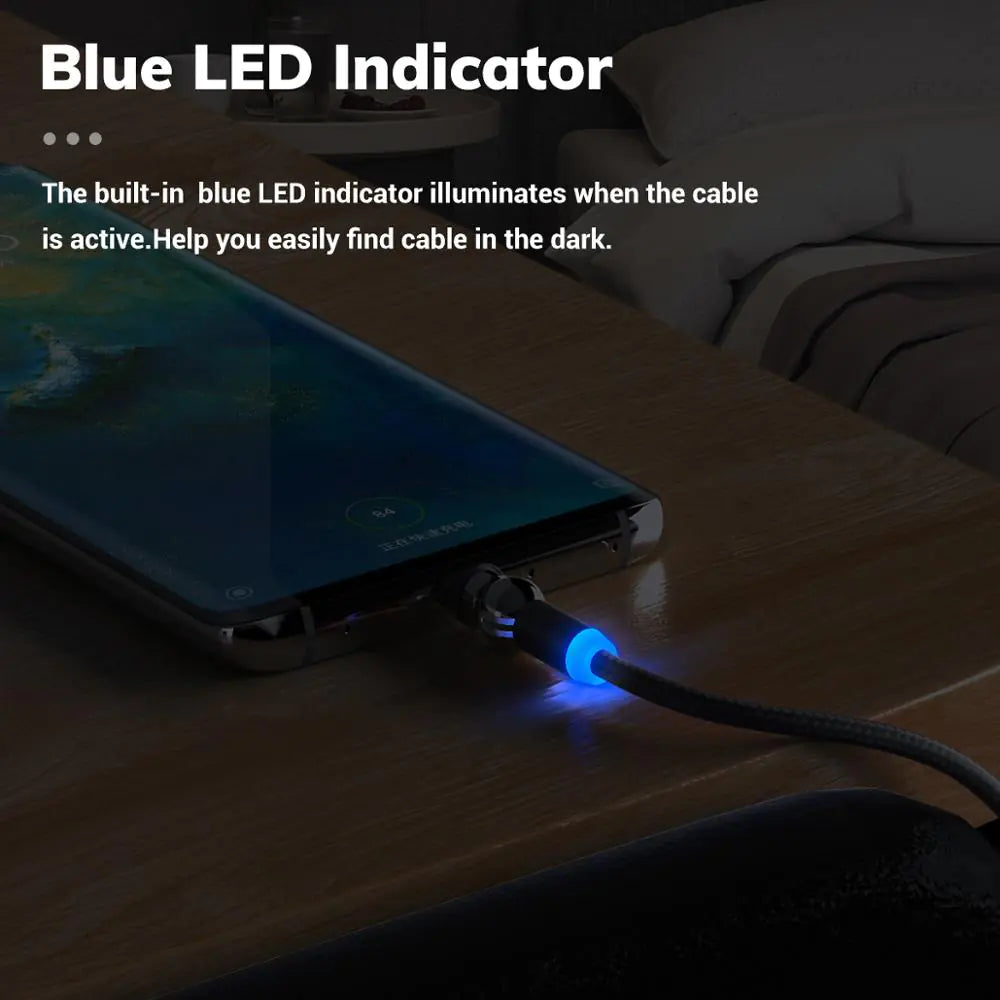 Cable de carga magnético de 360° para iPhone y Android