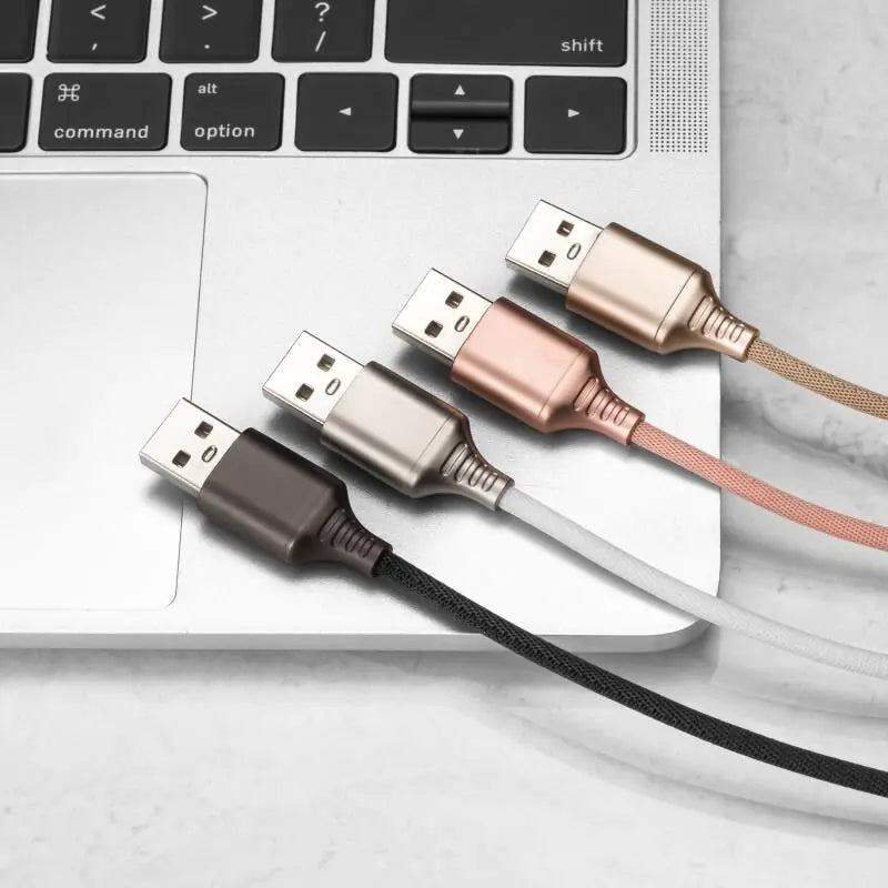 Cable de datos con  LED de aleación de zinc para carga rápida de Apple y Android
