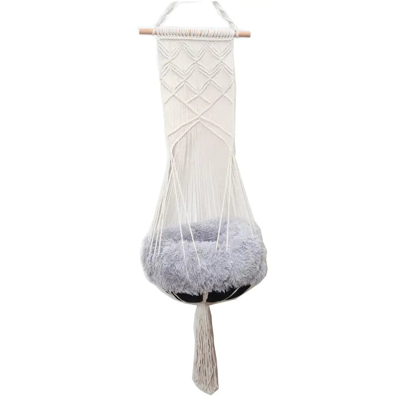 Cama Colgante para Gato estilo Bohemia con Diseño de Encaje Hecho a Mano