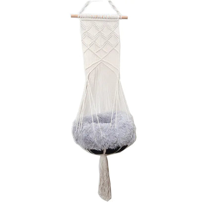 Cama Colgante para Gato estilo Bohemia con Diseño de Encaje Hecho a Mano