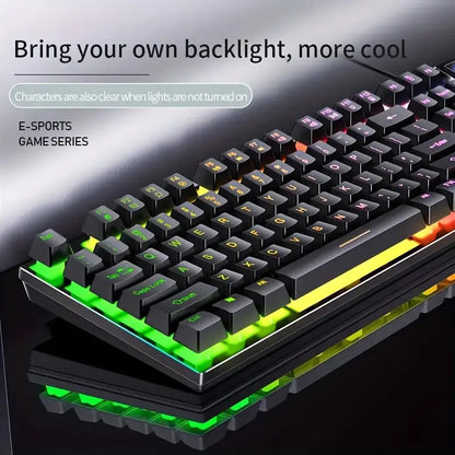 Teclado USB con cable para juegos con tacto mecánico de luz arcoíris