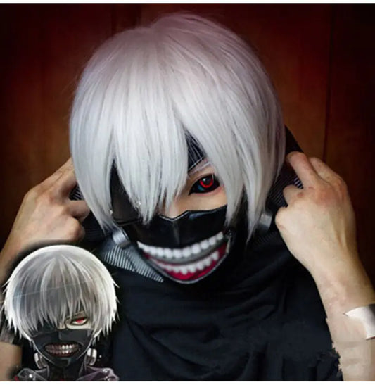 Peluca Corta Plateada de Cosplay de Anime