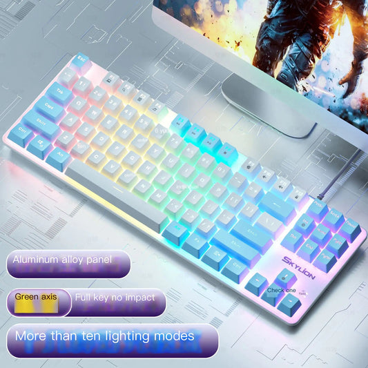 Teclado Mecánico Cableado H87 de Doble Color para Juegos