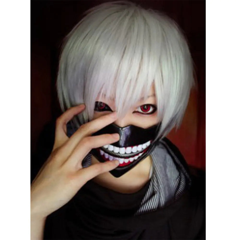 Peluca Corta Plateada de Cosplay de Anime