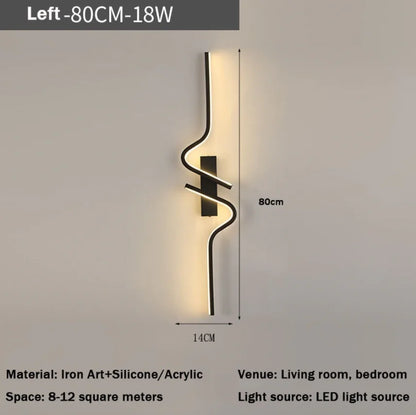 Lámpara de pared minimalista moderna color negro