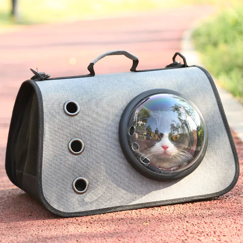 Mochila Plegable con burbuja para Gato, Diseño de Malla Transpirable