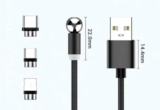 Cable de carga magnético de 360° para iPhone y Android