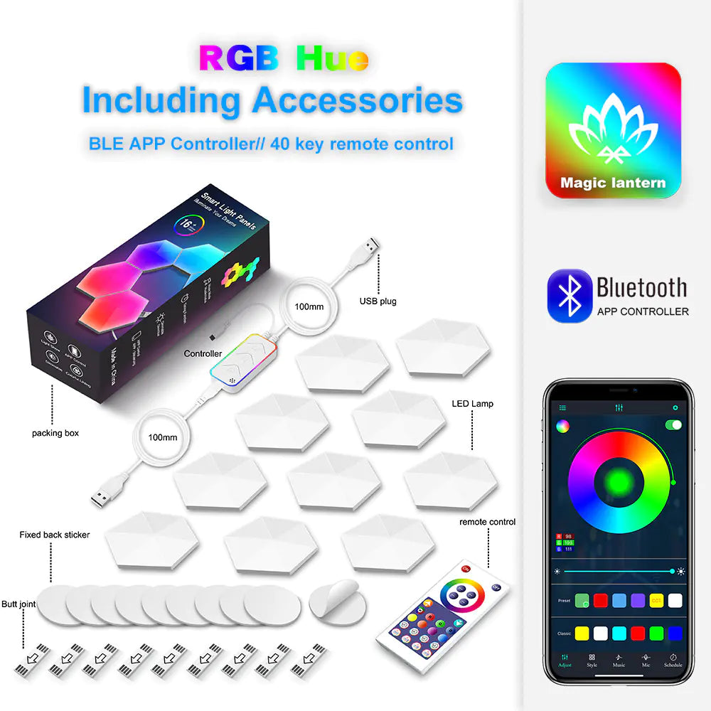 Lámpara de Pared LED Cuántica Hexagonal