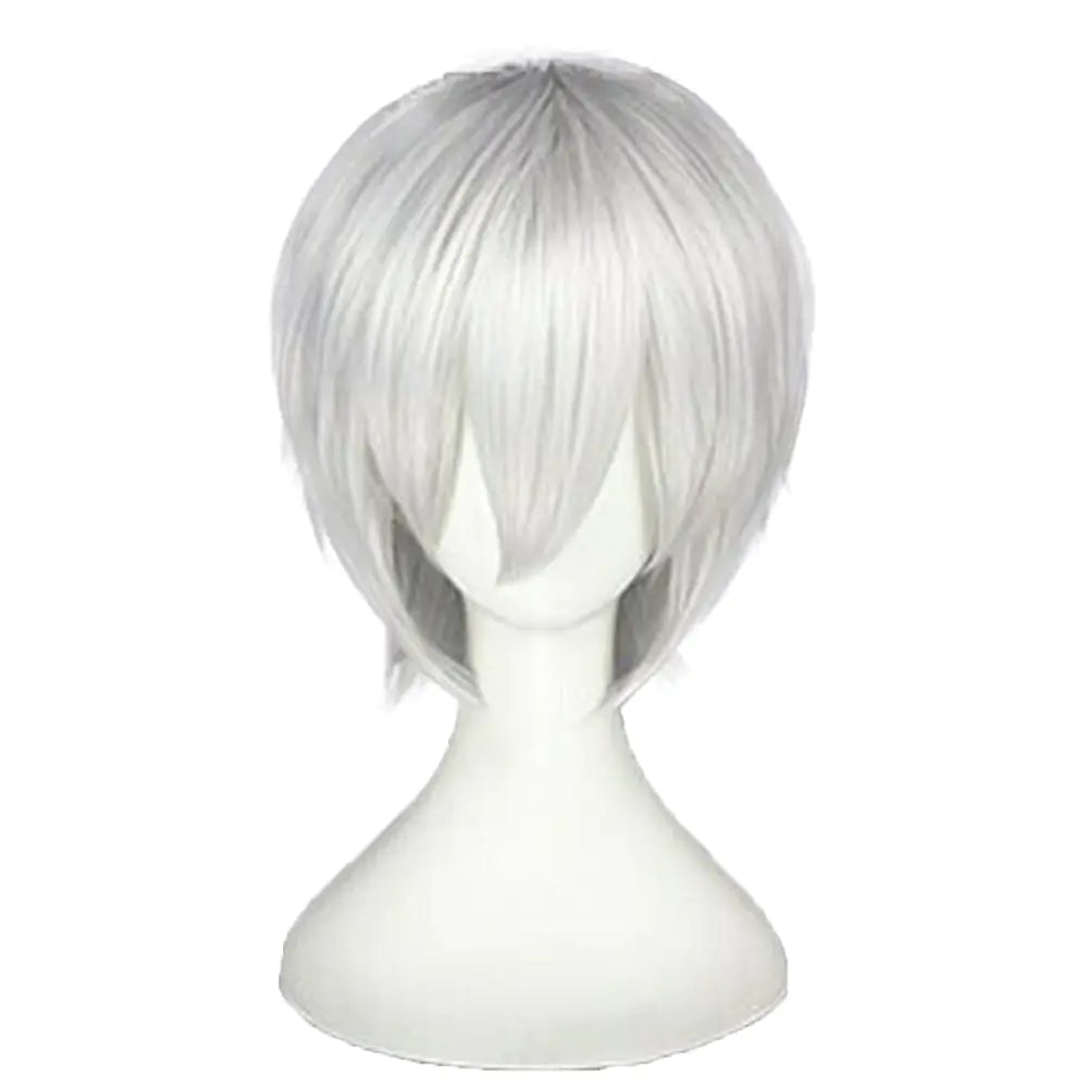 Peluca Corta Plateada de Cosplay de Anime