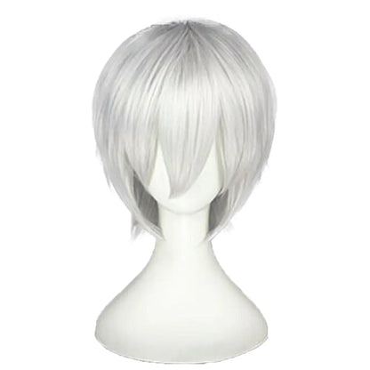 Peluca Corta Plateada de Cosplay de Anime