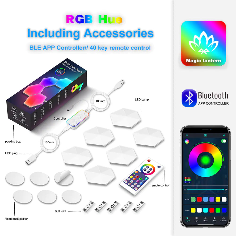 Lámpara de Pared LED Cuántica Hexagonal