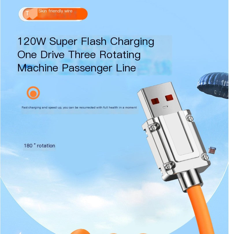 Cable de carga de aleación de zinc de 120 W con rotación de 180° (individual)