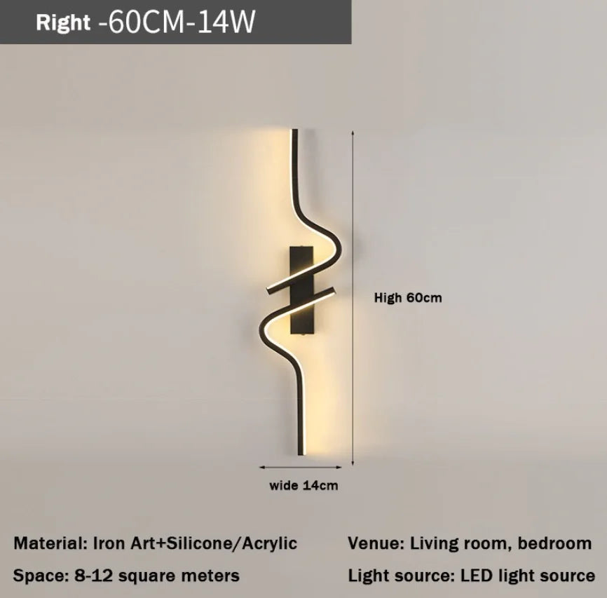 Lámpara de pared minimalista moderna color negro