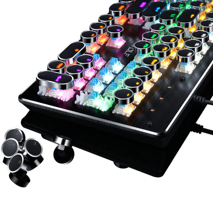 Teclado Mecánico T-WOLF Retro Punk Luminoso para Juegos con Cable