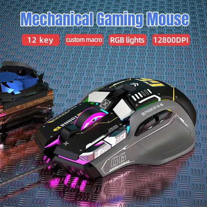 Ratón Alambrico GAMER , iluminación RGB y 12800 DPI