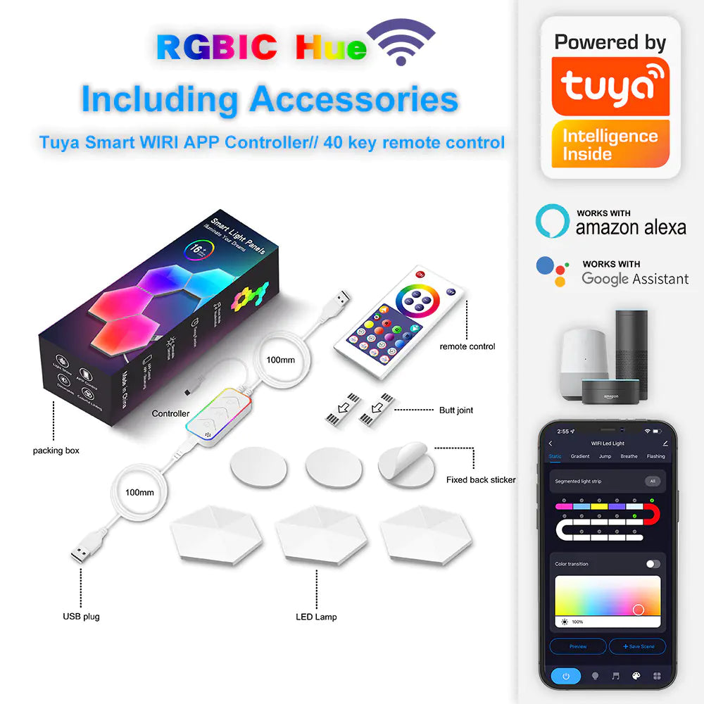 Lámpara de Pared LED Cuántica Hexagonal