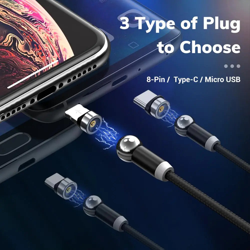 Cable de carga magnético de 360° para iPhone y Android