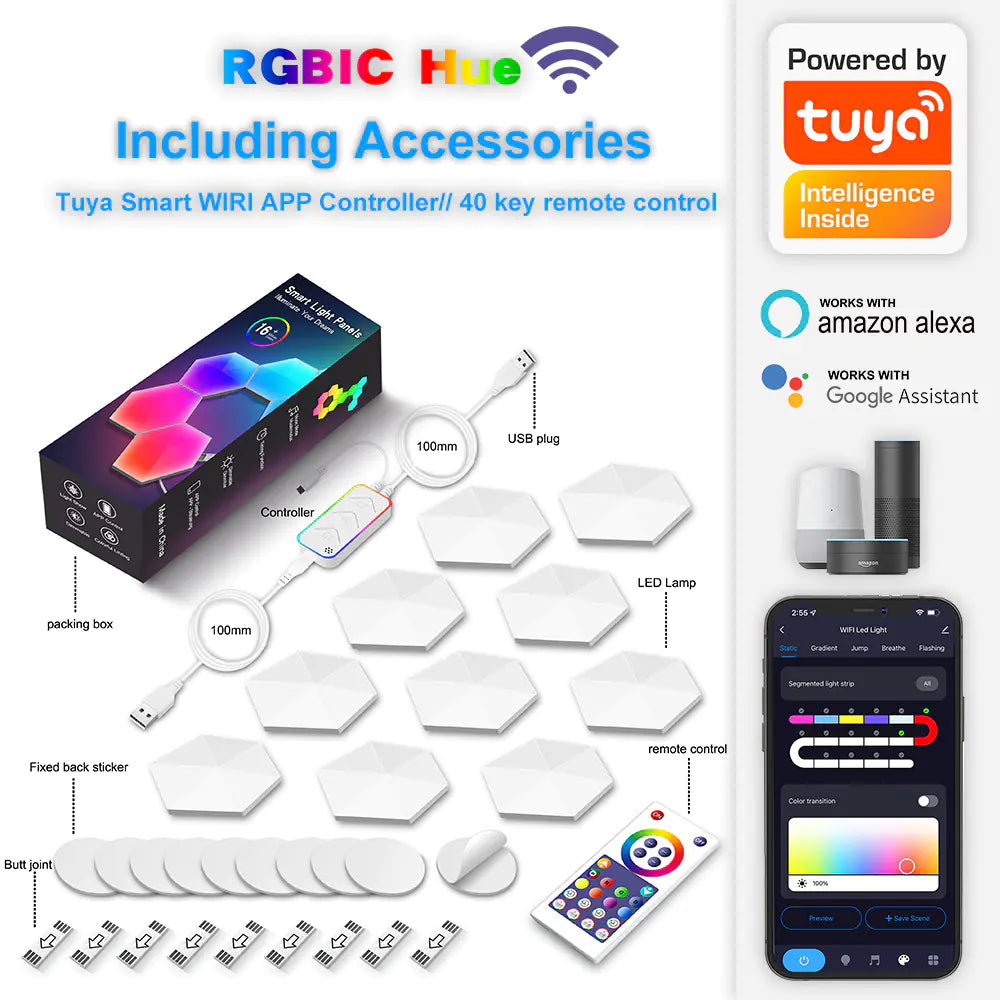 Lámpara de Pared LED Cuántica Hexagonal