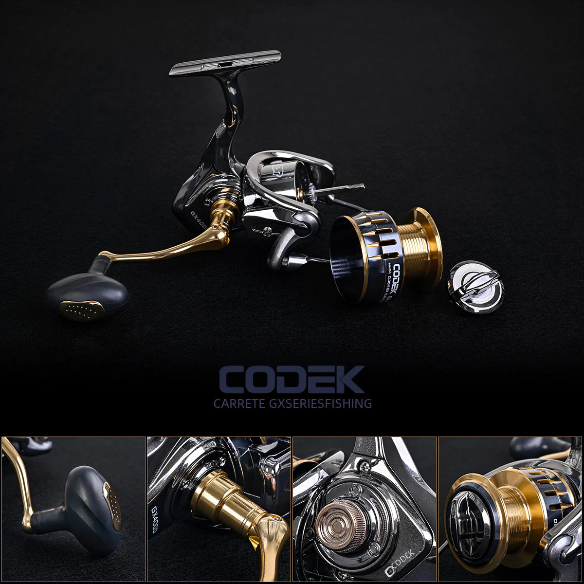 Carrete de pesca CODEK GX Carrete giratorio para pesca en el mar Y con brazo de metal y copa de línea