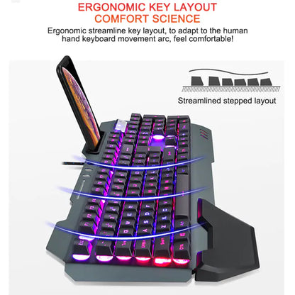 Teclado Mecánico Ergonómico con Retroiluminación RGB GAMER
