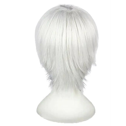 Peluca Corta Plateada de Cosplay de Anime