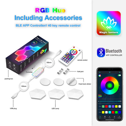 Lámpara de Pared LED Cuántica Hexagonal