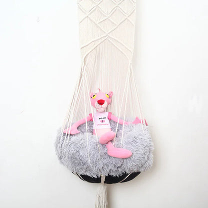 Cama Colgante para Gato estilo Bohemia con Diseño de Encaje Hecho a Mano