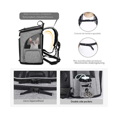 Mochila Portátil Expandible para Mascotas para Gatos y Perros