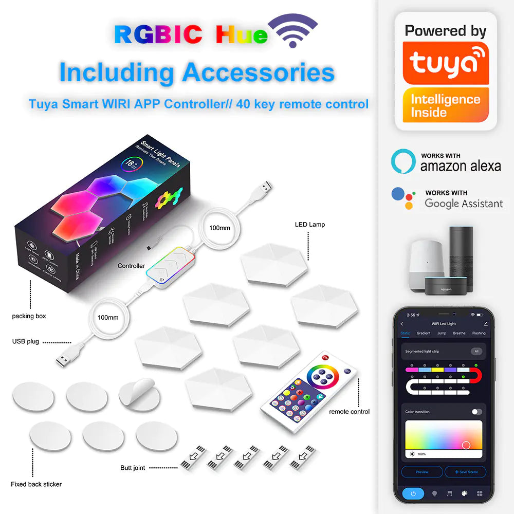 Lámpara de Pared LED Cuántica Hexagonal