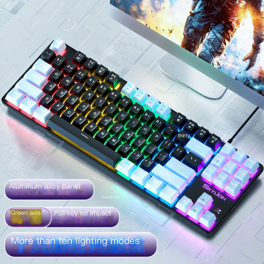 Teclado Mecánico Cableado H87 de Doble Color para Juegos
