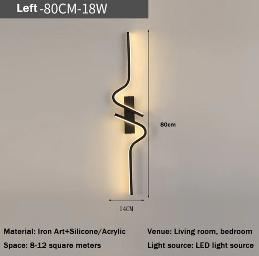 Lámpara de pared minimalista moderna color negro