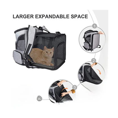 Mochila Portátil Expandible para Mascotas para Gatos y Perros