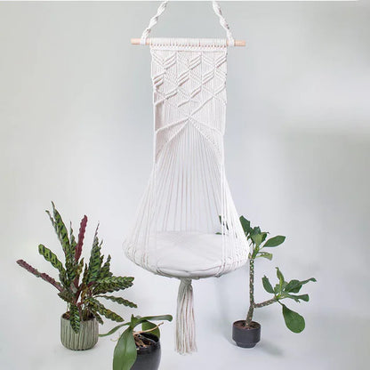 Cama Colgante para Gato estilo Bohemia con Diseño de Encaje Hecho a Mano